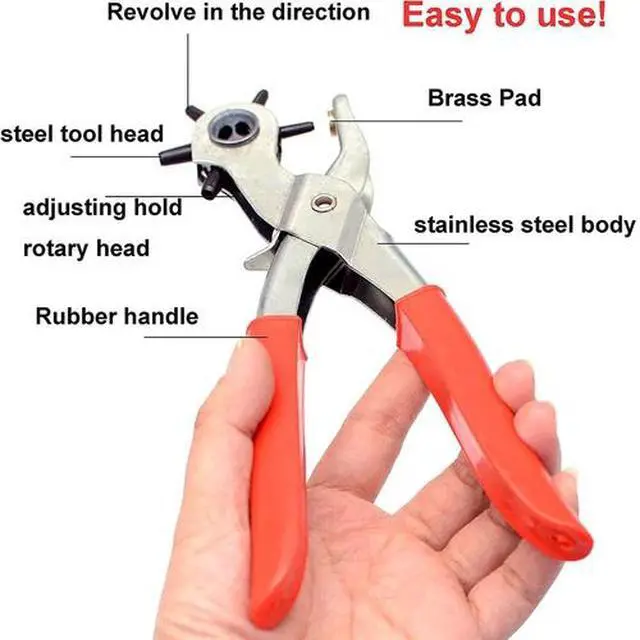 Alt view image 5 of 6 - New Leather Hole Punch Belt Puncher Tool Hole Maker Revolving Rotary Heavy Duty