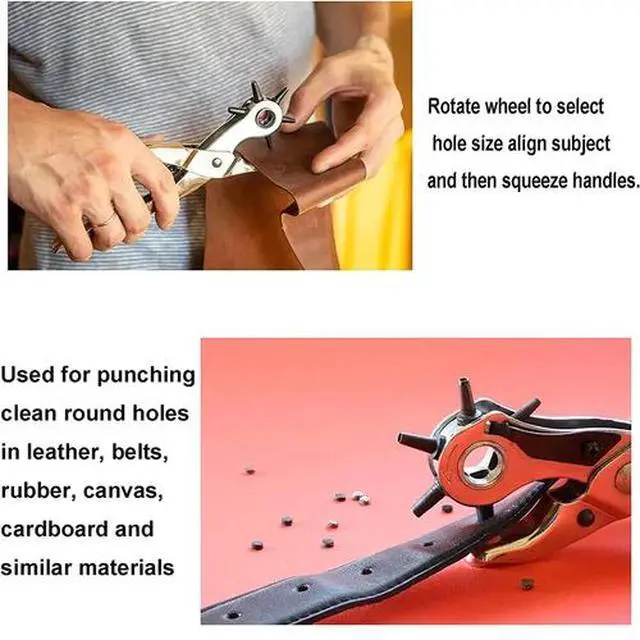 Alt view image 6 of 6 - New Leather Hole Punch Belt Puncher Tool Hole Maker Revolving Rotary Heavy Duty