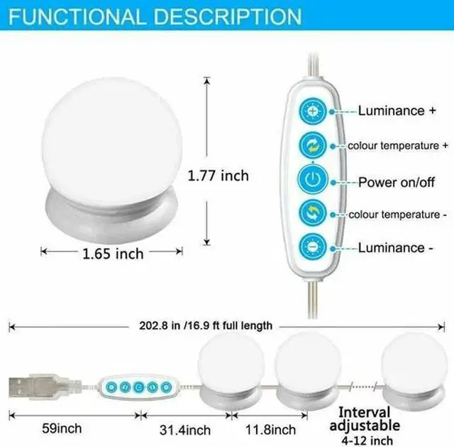 Alt view image 5 of 7 - Make Up Mirror Lights 10 LED Kit Bulbs Vanity Light Dimmable Lamp Hollywood
