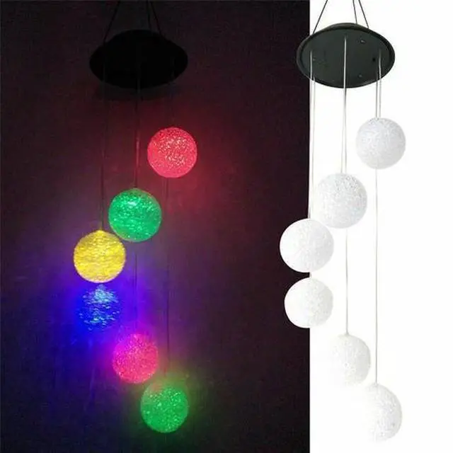 Main image of Solar Color Changing LED Ball Wind Chimes Home Garden Yard Decor Light Lamp US