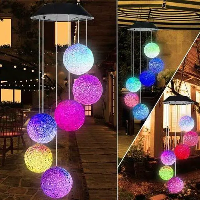 Alt view image 2 of 7 - Solar Color Changing LED Ball Wind Chimes Home Garden Yard Decor Light Lamp US