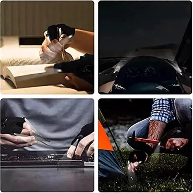 Alt view image 4 of 4 - 1 Pair LED Flashlight Gloves for Outdoor Fishing Camping Hiking Gloves Men Women