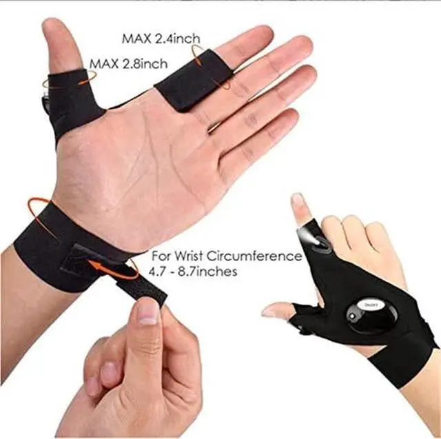 Alt view image 3 of 4 - 1 Pair LED Flashlight Gloves for Outdoor Fishing Camping Hiking Gloves Men Women
