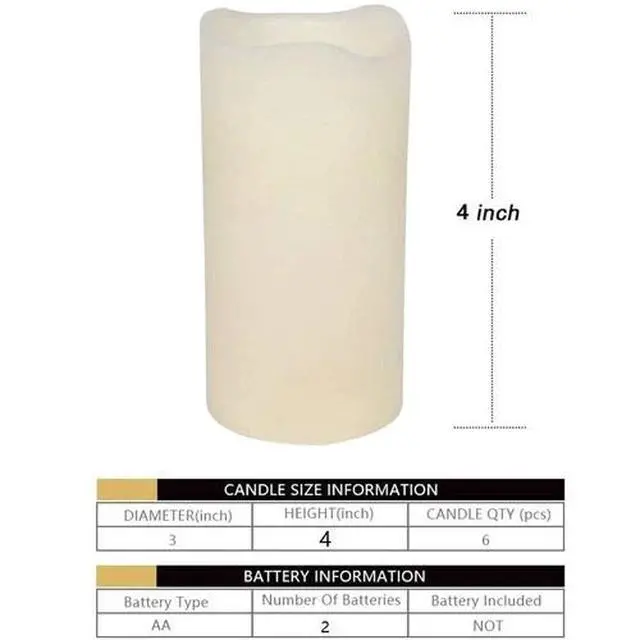 Alt view image 2 of 4 - 6x LED Flameless Candles Wax Pillar Battery Operated Candle Remote Control Timer
