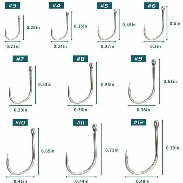 Main image of 500pcs Fish Hooks 10 Sizes Fishing Black Silver Sharpened With Box Quality kit