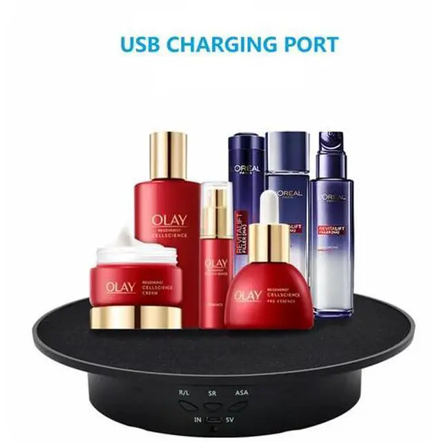 Alt view image 2 of 3 - 20cm 360° Electric Rotating Turntable, Rechargeable Low Noise Display Stand Show