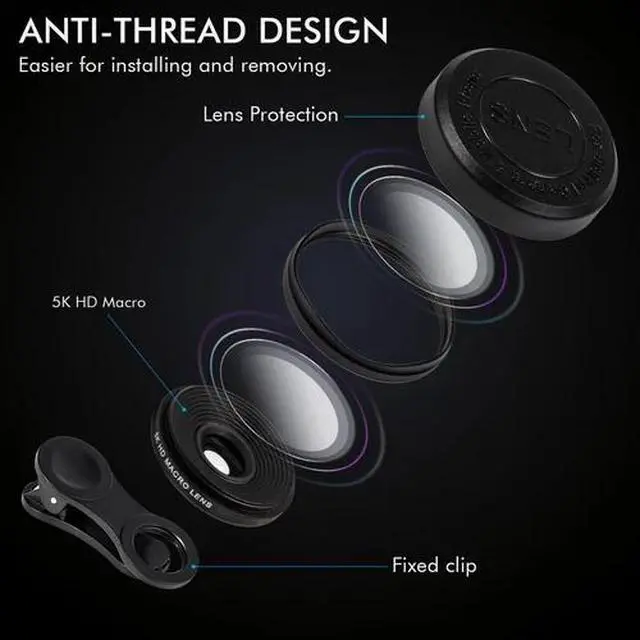 Alt view image 5 of 7 - Professional 5K HD Phone Camera Photo Lens 20X Macro Lens Clip On Phone Kit Clip