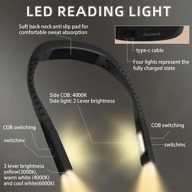 Alt view image 4 of 6 - USB LED Hanging Neck Light Book Reading Work Lamp Knitting Light Outdoor Camping