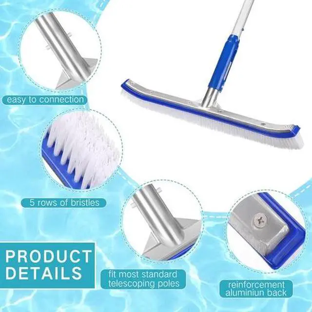 Alt view image 3 of 6 - Professional Heavy Duty 18" Swimming Pool Floor Wall Cleaning Brush Head Tool