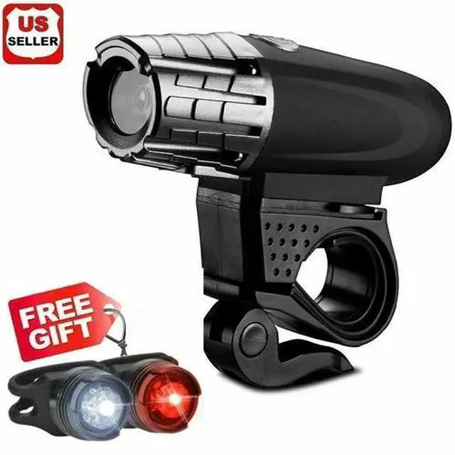 Main image of USB Rechargeable Bright LED Bicycle Bike Front Headlight and Rear Tail Light Set