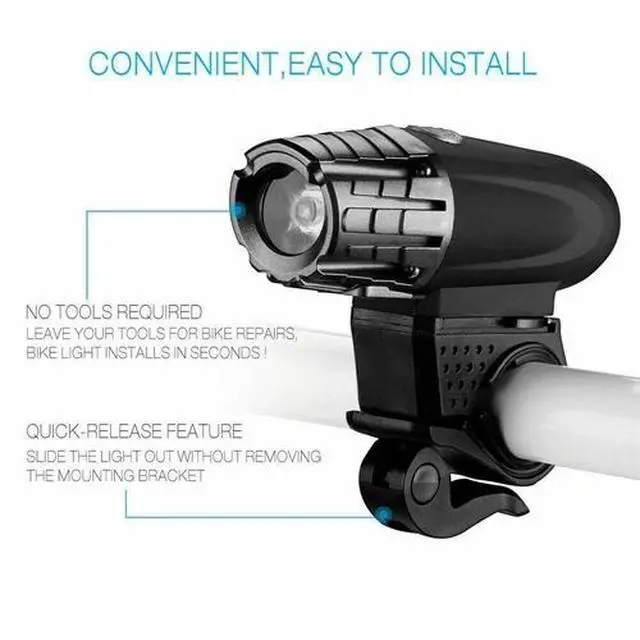 Alt view image 3 of 7 - USB Rechargeable Bright LED Bicycle Bike Front Headlight and Rear Tail Light Set