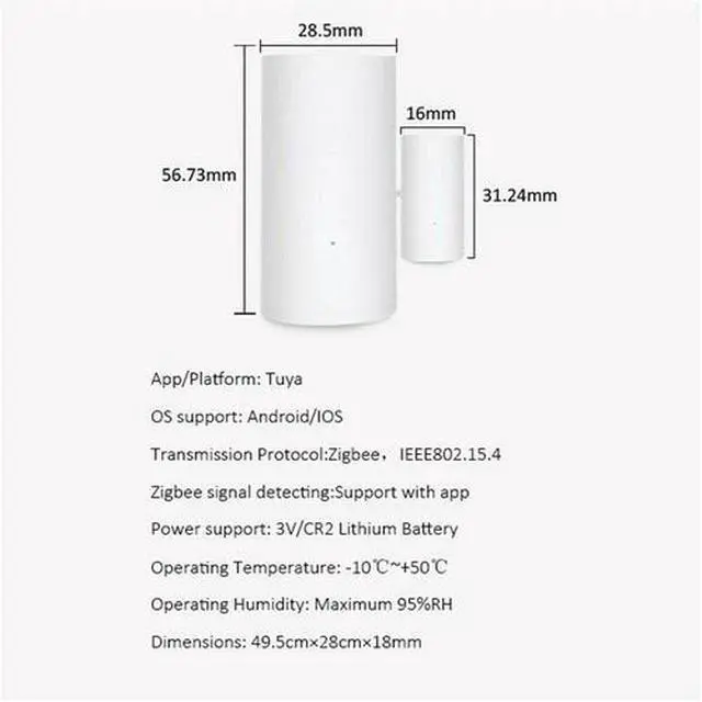 Alt view image 2 of 5 - 3PK Tuya & Smart Life ZigBee & Mesh WiFi Home Zigbee Contact Door Window Sensor