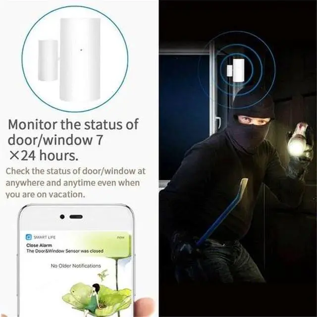 Alt view image 3 of 5 - 3PK Tuya & Smart Life ZigBee & Mesh WiFi Home Zigbee Contact Door Window Sensor