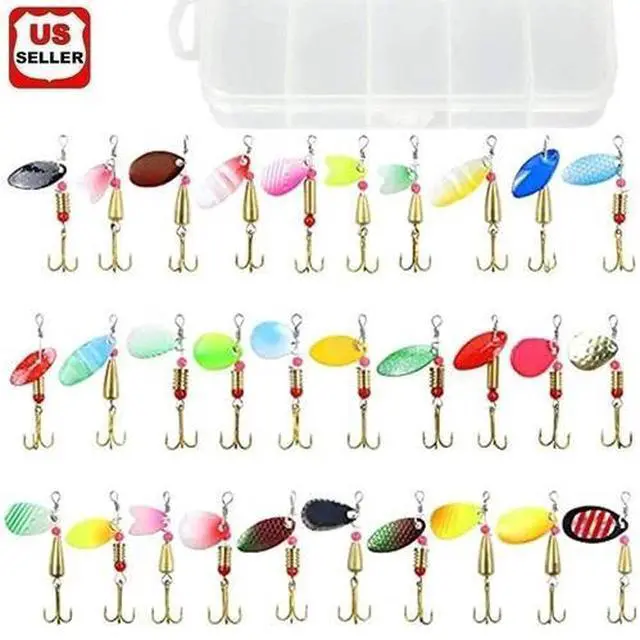 Main image of Lot of 30 Trout Spoon Metal Fishing Lures Spinner Baits Bass Tackle Colorful NEW