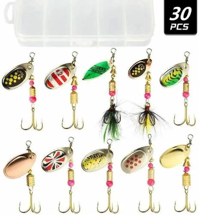 Alt view image 6 of 6 - Lot of 30 Trout Spoon Metal Fishing Lures Spinner Baits Bass Tackle Colorful NEW
