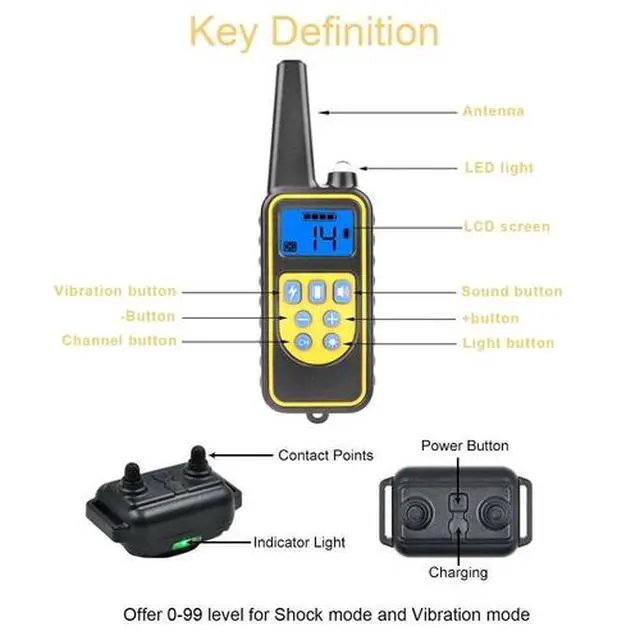 Alt view image 6 of 6 - Dog Shock Training Collar Rechargeable Remote Control Waterproof IP67 875 Yards