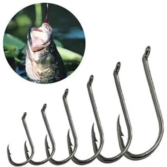 Alt view image 4 of 6 - 160 Offset Circle Fishing Hooks/Box - Black High Carbon Steel: Sizes #1-5/0