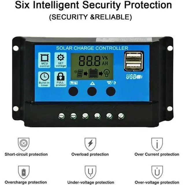 Alt view image 2 of 7 - MPPT Solar Panel Regulator Charge Controller Auto Focus Tracking 30-100A 12V/24V