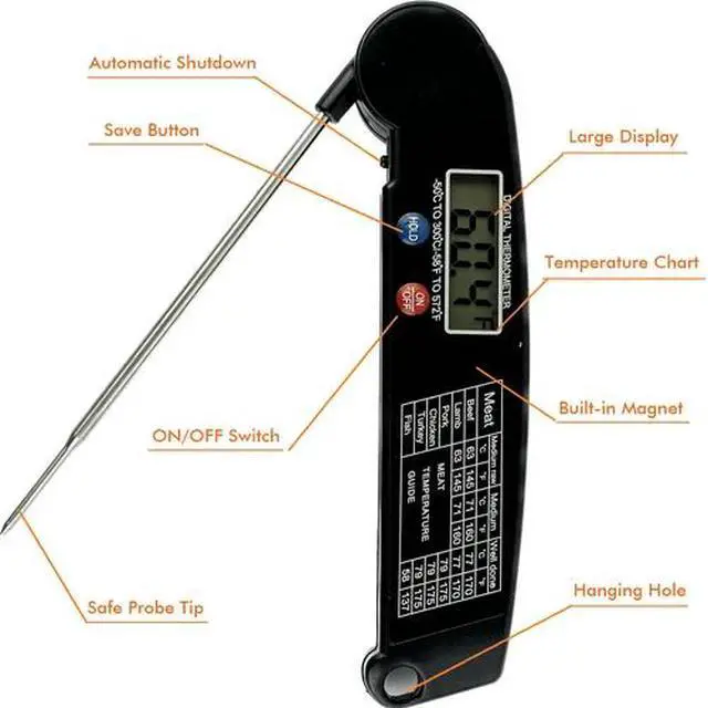 Alt view image 3 of 5 - Instant Read Digital Electronic Kitchen Cooking BBQ Grill Food Meat Thermometer
