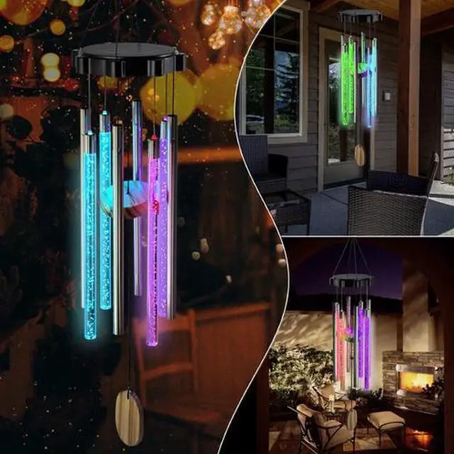 Main image of Color Changing Solar Wind Chimes LED Lights Large Deep Tone Resonant Bell Tubes