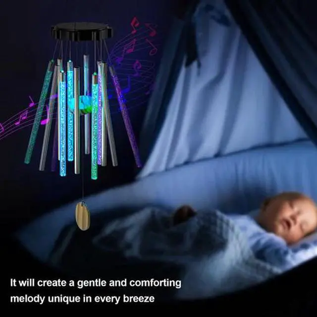 Alt view image 4 of 7 - Color Changing Solar Wind Chimes LED Lights Large Deep Tone Resonant Bell Tubes