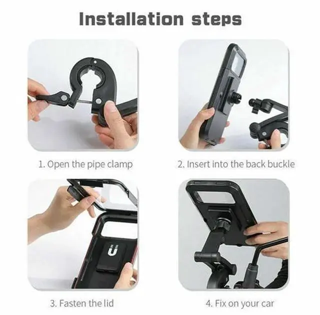 Alt view image 7 of 7 - Motorcycle Bike Handlebar Phone Mount Holder Waterproof Case for iPhone Samsung