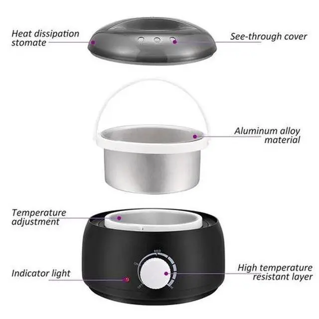 Alt view image 6 of 7 - Professional Wax Warmer Heater Hair Removal Depilatory Home Waxing Kit Beans USA