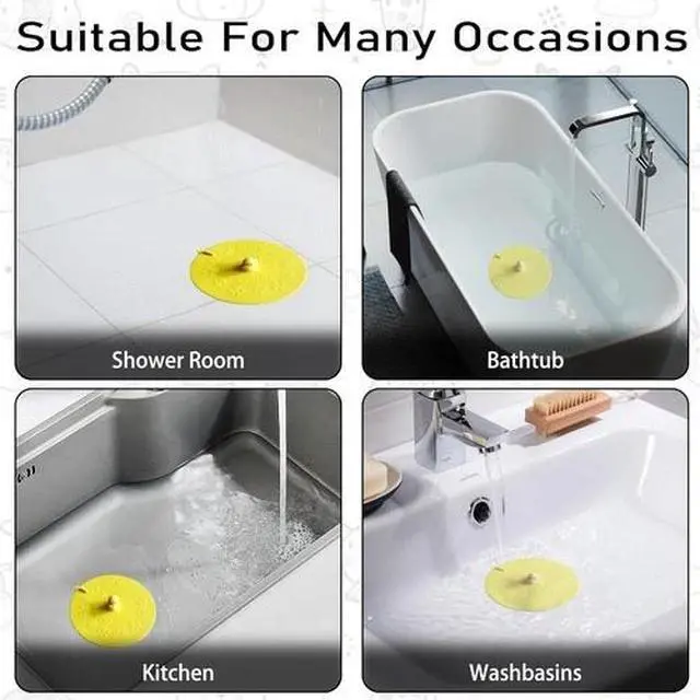Alt view image 5 of 5 - 2 Pcs Yellow Duck Silicone Sewer Deodorant Mat 5.9 inch Bathtub Sewer Cover Plug