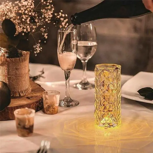 Alt view image 6 of 7 - LED Crystal Table Lamp Diamond Rose Night Light Touch Atmosphere Bedside Bar USA