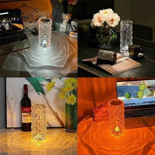 Alt view image 7 of 7 - LED Crystal Table Lamp Diamond Rose Night Light Touch Atmosphere Bedside Bar USA