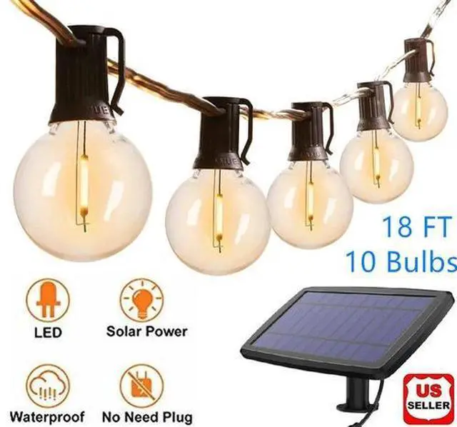 Main image of G40 Solar Powered 18ft Outdoor Patio Globe String Lights Bistro Yard Decoration