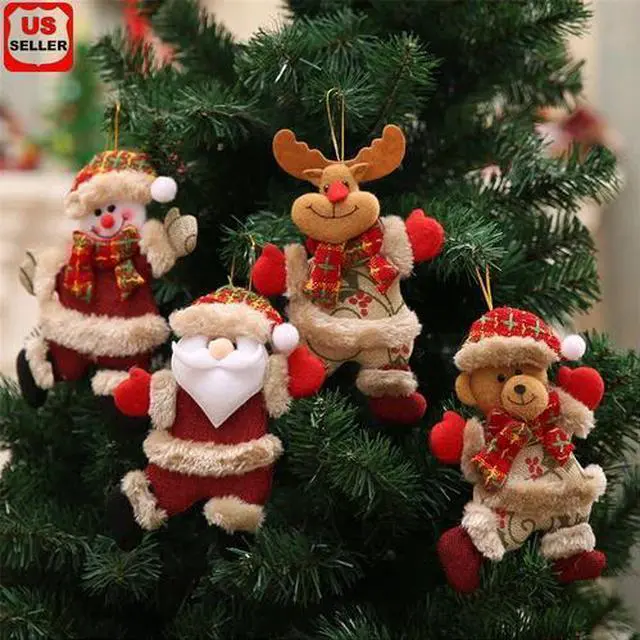 Main image of 4Pcs Christmas Ornaments Gift Santa Claus Snowman Tree Toy Doll Hang Decorations