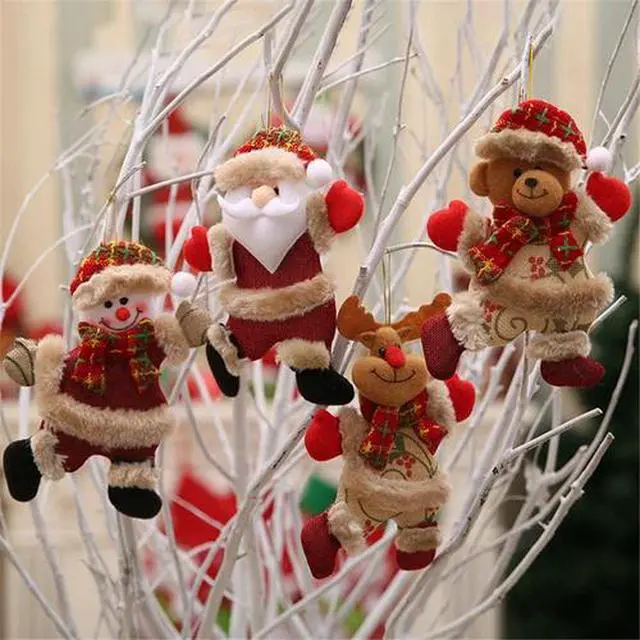Alt view image 5 of 7 - 4Pcs Christmas Ornaments Gift Santa Claus Snowman Tree Toy Doll Hang Decorations