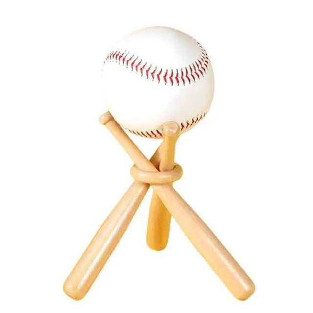 Alt view image 3 of 3 - Baseball Wood Stand Baseball Stand Holder Wooden Base Ball Stand Display Holder