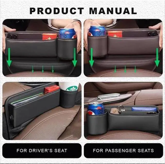Alt view image 4 of 7 - 2 PCS Auto Car Seat Gap Catcher Organiser Storage Box Pocket w/ Cup Holder Side