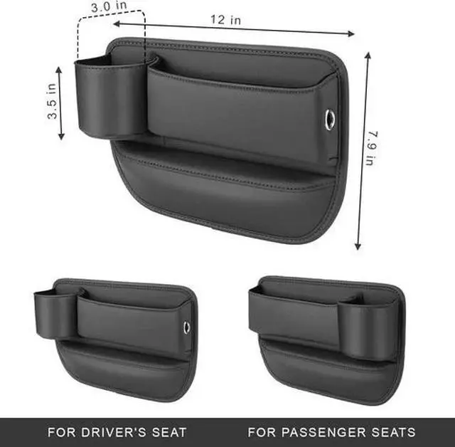 Alt view image 5 of 7 - 2 PCS Auto Car Seat Gap Catcher Organiser Storage Box Pocket w/ Cup Holder Side