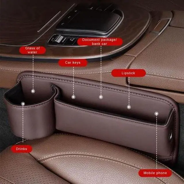 Alt view image 6 of 7 - 2 PCS Auto Car Seat Gap Catcher Organiser Storage Box Pocket w/ Cup Holder Side