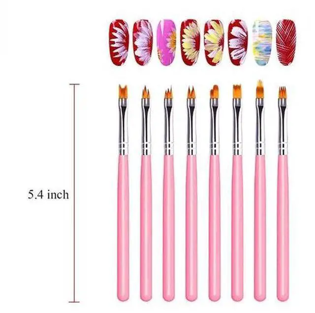 Alt view image 5 of 6 - 8 Pcs Nail Art Design Brush Acrylic Nail Gel Polish Painting Brush Drawing Pen