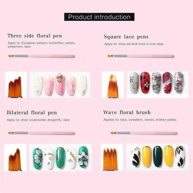 Alt view image 6 of 6 - 8 Pcs Nail Art Design Brush Acrylic Nail Gel Polish Painting Brush Drawing Pen