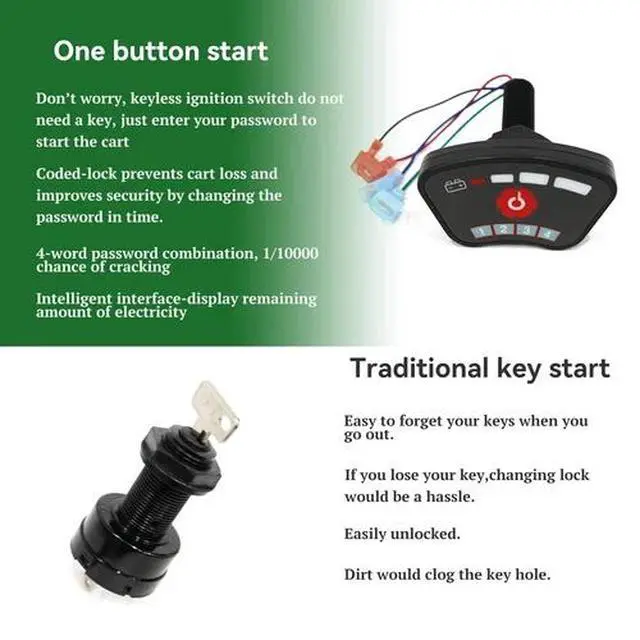 Alt view image 4 of 7 - Golf Cart 36V-48V Keyless Ignition Switch Fits For E-Z-GO Club Car Yamaha
