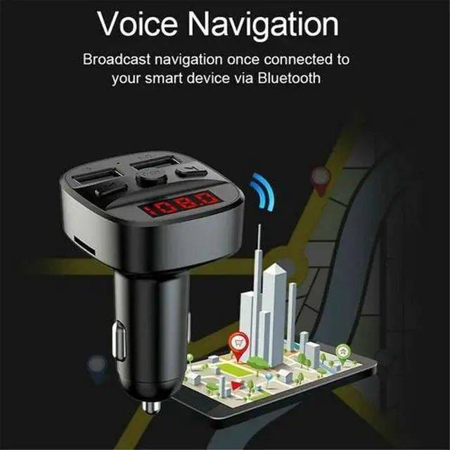 Alt view image 2 of 4 - Dual USB Charger Car Kit Bluetooth 5.0 Handsfree FM Radio Transmitter MP3 Player