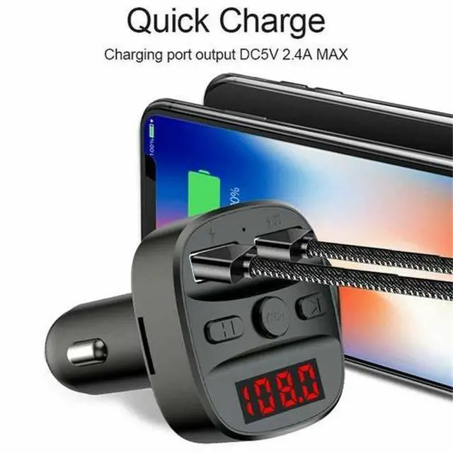 Alt view image 3 of 4 - Dual USB Charger Car Kit Bluetooth 5.0 Handsfree FM Radio Transmitter MP3 Player