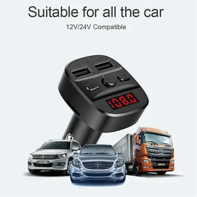 Alt view image 4 of 4 - Dual USB Charger Car Kit Bluetooth 5.0 Handsfree FM Radio Transmitter MP3 Player