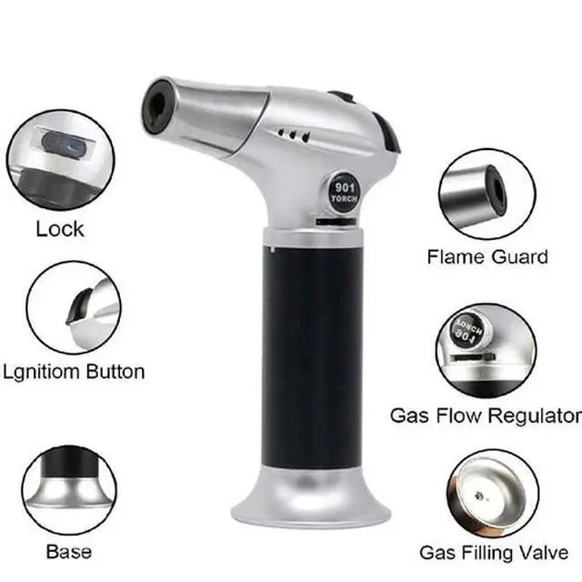 Alt view image 2 of 6 - Butane Torch Lighter Jet Gun Welding Adjustable Flame Windproof Refillable Gas