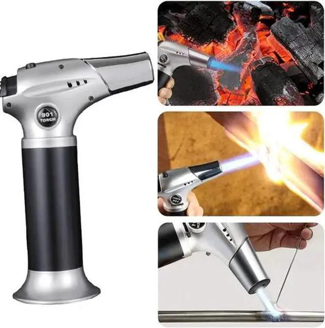 Alt view image 4 of 6 - Butane Torch Lighter Jet Gun Welding Adjustable Flame Windproof Refillable Gas