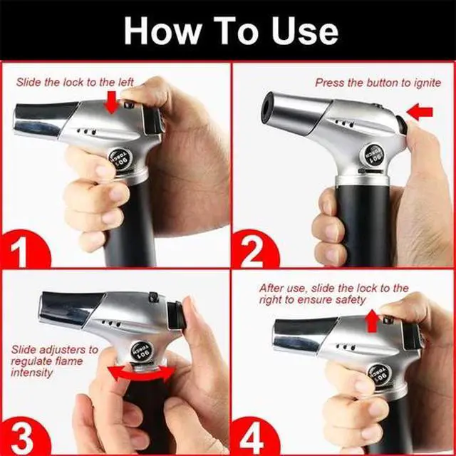 Alt view image 5 of 6 - Butane Torch Lighter Jet Gun Welding Adjustable Flame Windproof Refillable Gas