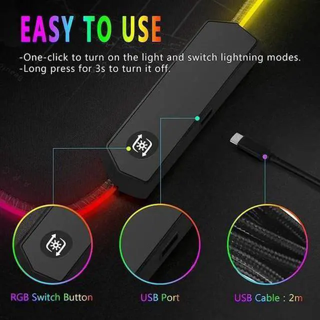 Alt view image 3 of 5 - RGB LED Gaming Mouse Soft Pad Extra Large Oversized Glowing World Map 31.5X12''