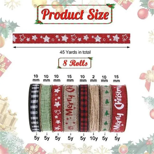 Alt view image 3 of 5 - 45 Yard 8 Rolls Ribbon Burlp Mesh DIY Scrapbooking Planners Gift Wrapping Tapes