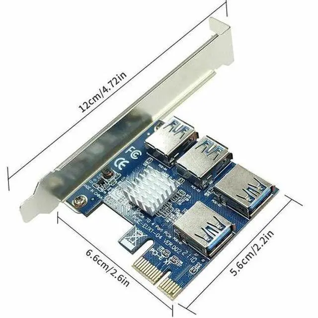 Alt view image 4 of 6 - PCIe 1 to 4 PCI express 16X slots Riser Card PCI-E 1X to External 4 PCI-e Slot