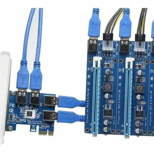Alt view image 5 of 6 - PCIe 1 to 4 PCI express 16X slots Riser Card PCI-E 1X to External 4 PCI-e Slot